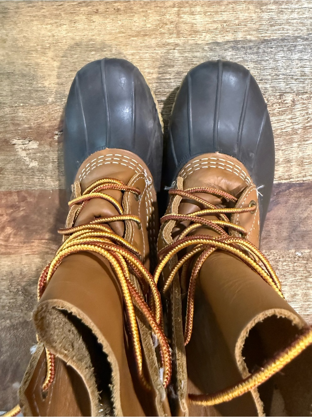 Women's Waterproof Winter Duck Boots - Brown Leather & Dark Rubber - Picture 6 of 10